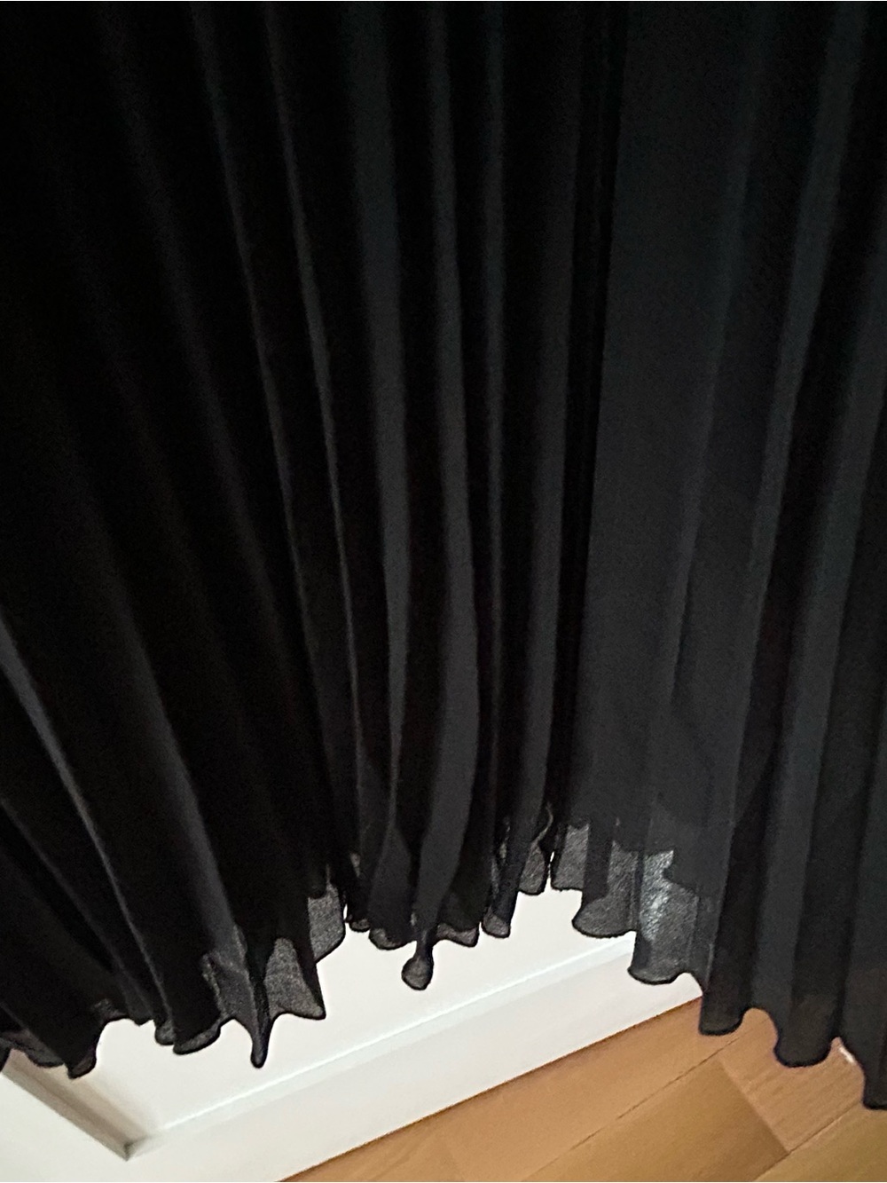 City Chic Black Dress - Sheer Top and Sleeves & Pleated Skirt, Brown Belt - Picture 13 of 14